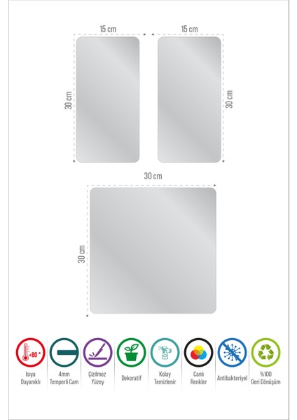 Cam Sunum Servis Tabağı 3'lü Kare Set Gri Mermer Deseni modelleri