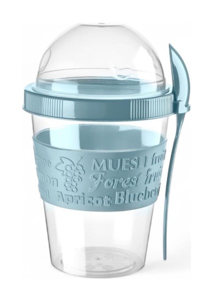 Titiz 600 ml Kaşıklı Yoğurt & Müsli Kabı - Taşınabilir Kase - Açık Mavi fiyatları