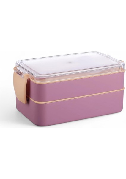 Titiz Fely 2 Katlı Öğle Yemeği Kabı - Çatal Kaşık Dahil - Sızdırmaz & Kilitli Lunch Box- Mor Renk modelleri