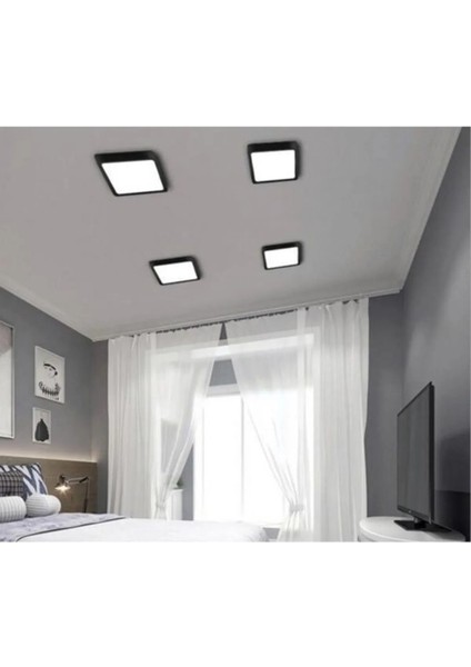 CT-5236 18W Panel LED Armatür Siyah Kare Sıva Üstü Metal Kasa Beyaz Işık 6400K F A'dan G'ye Tr fiyatları