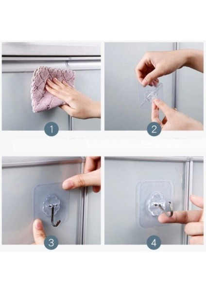 10 Adet Tekli Askı Şeffaf Kendinden Yapışkanlı Tekli Kanca Bej