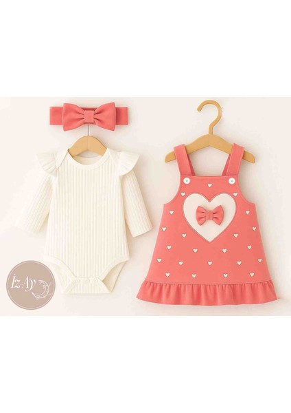 Kız Çocuk Elbise Badi ve Saç Bandı Takımı