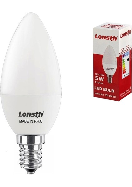Lonsth LED Ampul Buji Mum Avize Beyaz 5W 410LM E14 Tekli Beyaz Işık E27 LED Ampul 1,4 Watt Yok
