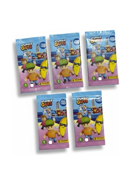 Stumble Guys Resmi Kart Paketi - Panini 6 Lı Koleksiyon Kartı - 5 'li Set modelleri