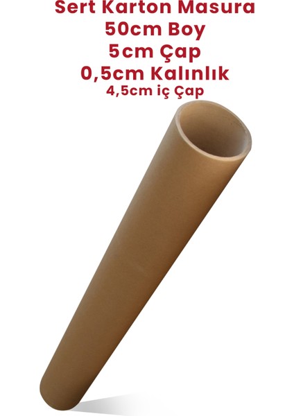 3 Adet Silindir Kutu Karton Rulo Gönderi Poster Afiş Harita Tüpü Masura 5 cm x 50 cm Kahve Kraft 6 x