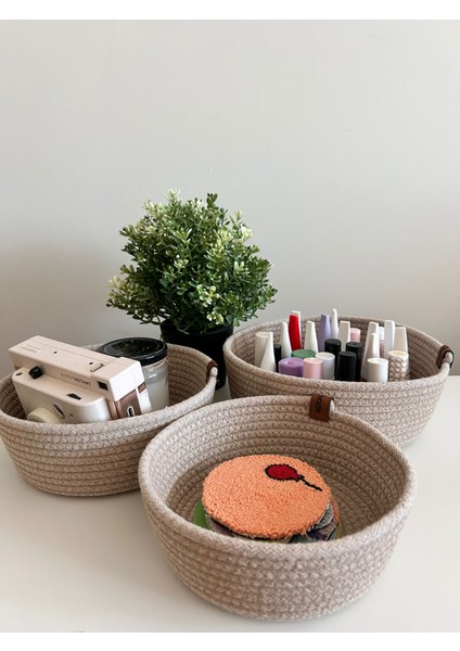 Hasır 3’lü Sepet Seti – El Yapımı Jüt Düzenleyici Organizer (3 Boy) fırsatları