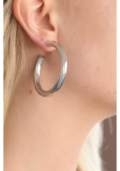 Silver Renk Halka Metal Bayan Küpe fiyatları