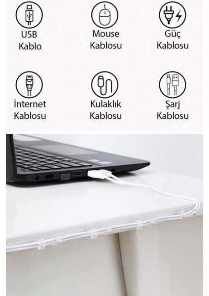 Yapışkanlı Kablo Saklayıcı 20 Adet Klips Kablo Gizleme Aparatı Toplayıcı Elektronik Alet Düzenleyici modelleri