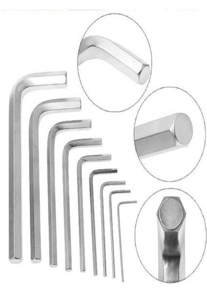 Alyan Seti 9 Parça Kısa Düz Köşe Allen Anahtar Takımı Allen Anahtarları Yok Tr