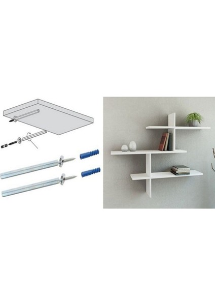 2 Adet 10*100 mm Gizli Raf Ayağı - Tek Ebat Raf Altı Beyaz