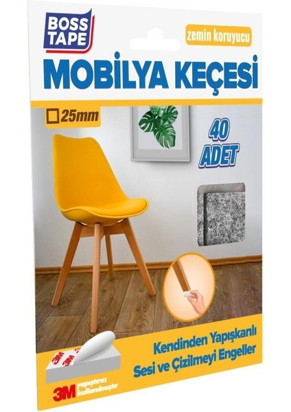 3m Yapışkanlı 40 Adet 25MM Kare Gri Mobilya Sandalye Masa Ayağı Keçesi - Keçeler fiyatları