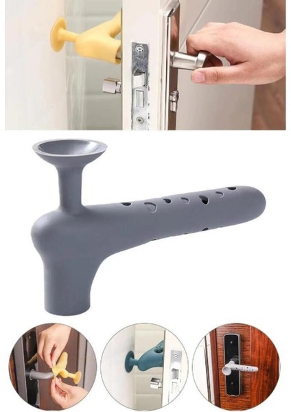 2 Adet Gri Renk Silikon Kapı Kolu Stoperi Pencere Tutucu Stoper Duvar Koruyucu 2 Adet Tr F