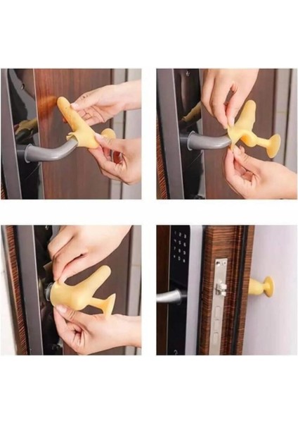 2 Adet Gri Renk Silikon Kapı Kolu Stoperi Pencere Tutucu Stoper Duvar Koruyucu 2 Adet Tr F
