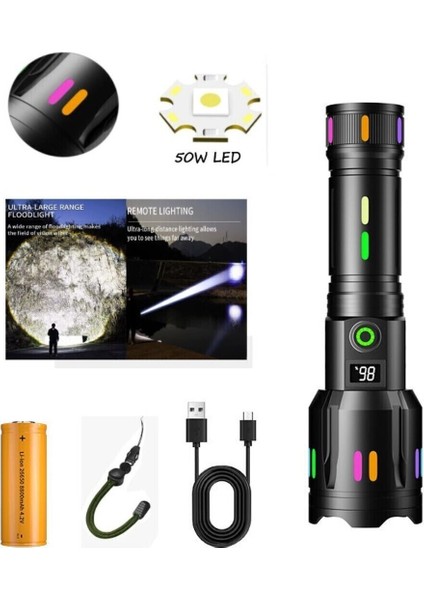 Şarjlı 10.000 Lümen Profesyonel El Feneri | Bekçi, Avcı, Kampçı, El Feneri modelleri