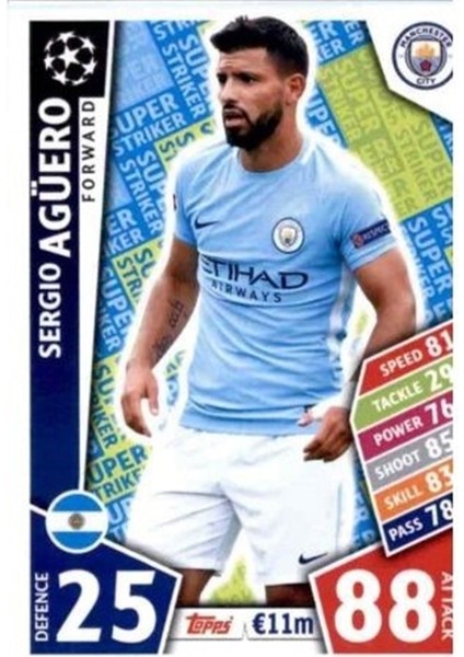 Şampiyonlar Ligi Super Strikers Set Futbolcu Kartı Sergio Agüero