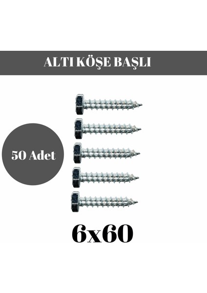Trifon Vida 6X60 mm Altı Köşe Anahtar Başlı Vida 50'li Paket modelleri