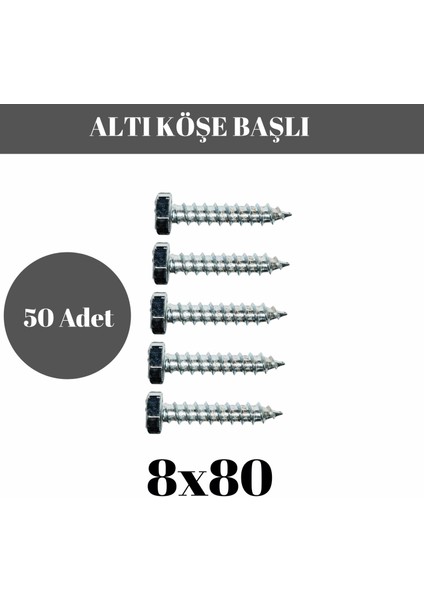 Trifon Vida 8X80 mm Altı Köşe Anahtar Başlı Vida 50'li Paket modelleri