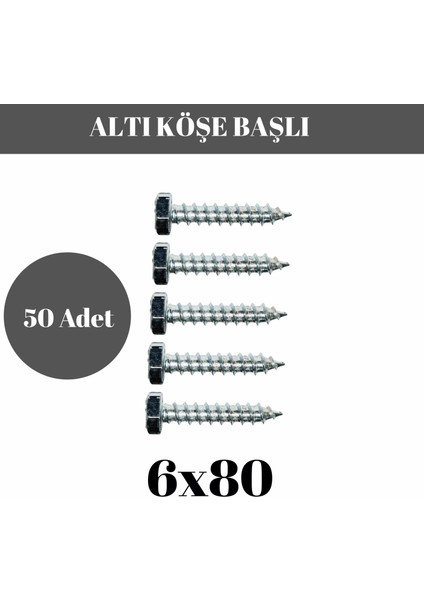 Trifon Vida 6X80 mm Altı Köşe Anahtar Başlı Vida 50'li Paket modelleri