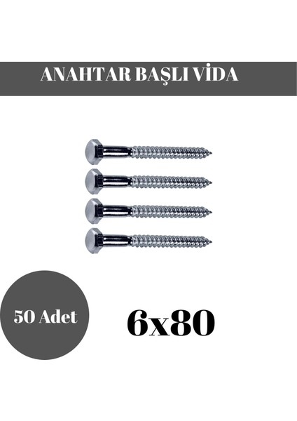 Trifon Vida 6X80 mm Altı Köşe Anahtar Başlı Vida 50'li Paket indirimleri