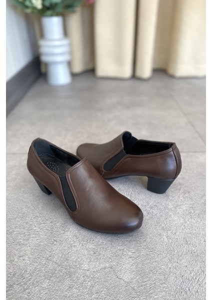 Kahverengi Hakiki Deri Anatomik Taban Rahat ve Şık Günlük Kadın Ayakkabı TMD202521 indirimleri