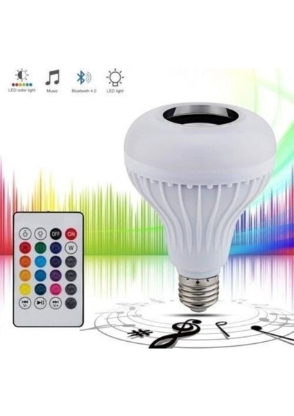 Kumandalı Rgb Renkli Hoparlörlü LED Ampul Bluetooth Beyaz Işık E14 Akıllı Ampul 0 - 250 Watt Var