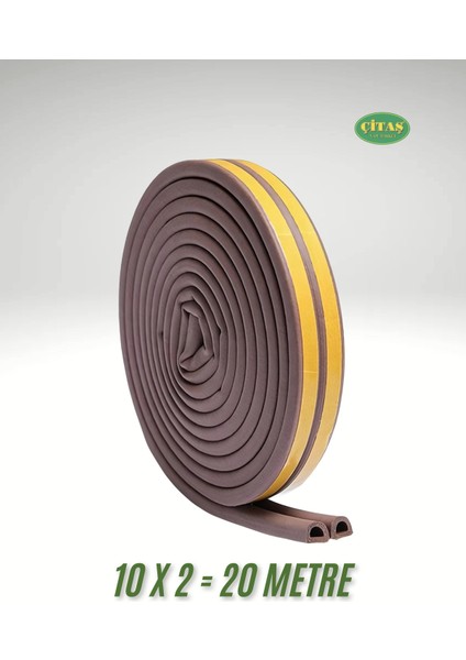 Kahverengi Yapışkanlı Kapı-Pencere Fitili Rüzgar Önleyici (10X2=20MT) Tr