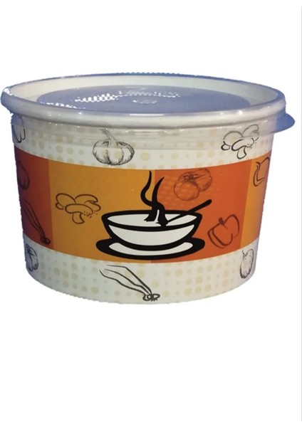 Çorba Kasesi Karton 25 Adet Plastik Kapaklı 16 Oz 14 x 8 x 4 25'li