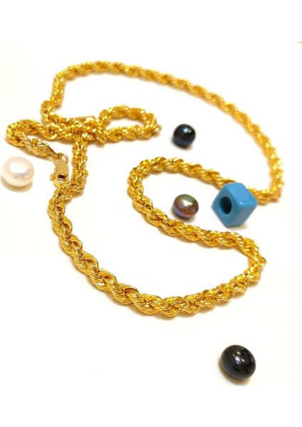 50CM 4.7mm Halat Burgu Zincir 14 Ayar Altın Hd Videolu