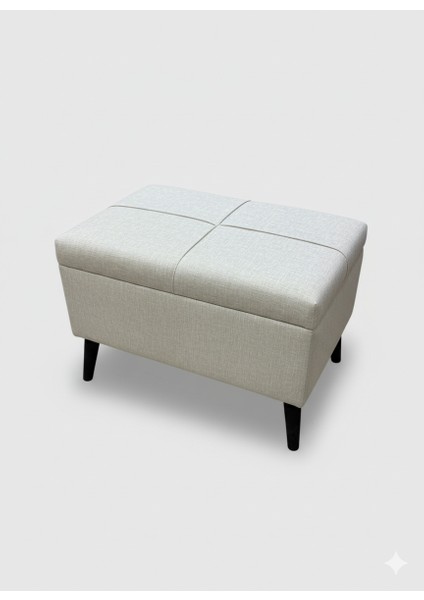 Sandıklı Keten Puf – Krem | 60X45X40 cm Modern Dekoratif Oturma & Ayak Ucu Pufu fiyatları