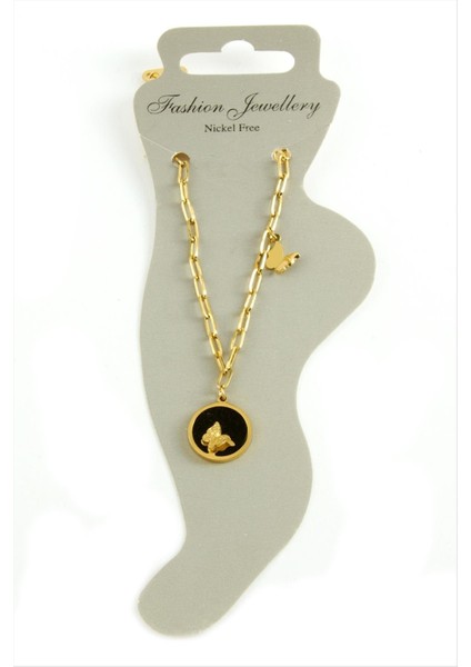 Resveq Kelebek Sedef Lüks Çelik Halhal-Sarı