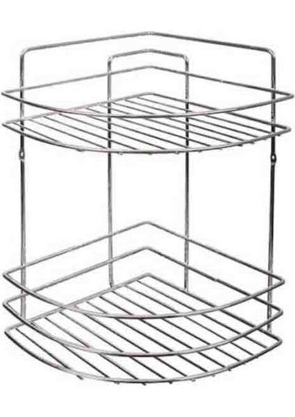 Banyo Duş Rafı Paslanmaz 2 Katlı Köşelik Gri