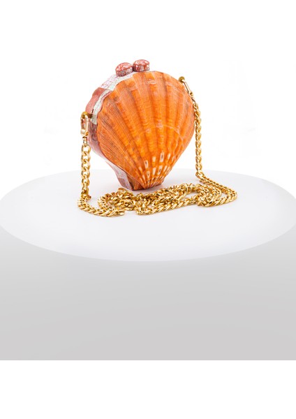 Clam LY0135 Deniz Kabuğu&sedef El Yapımı Turuncu-Pembe Çanta modelleri
