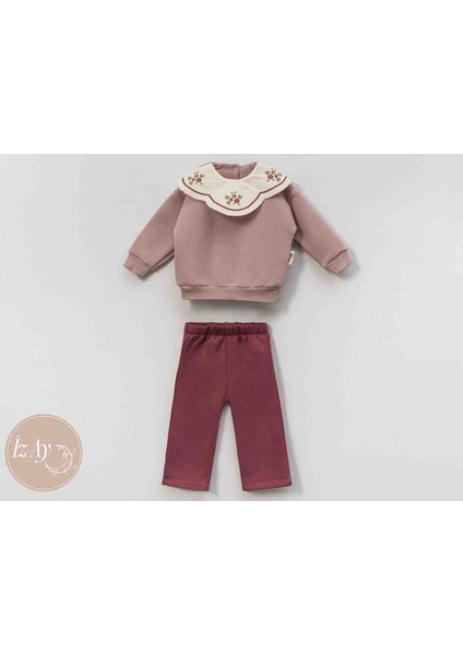 Kız Çocuk 2'li Nakış Yakalı Eşofman Takımı