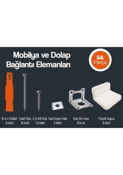 Made Deprem Kiti Mobilya ve Dolap Sabitleme Aparatı Seti 56 Parça Mobilya Bağlantı Elemanları fiyatları