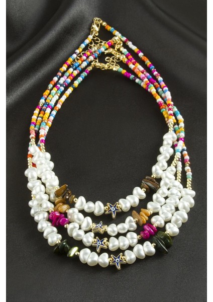 Resveq Deniz Yıldızı Inci Kolye-Asker Yeşili