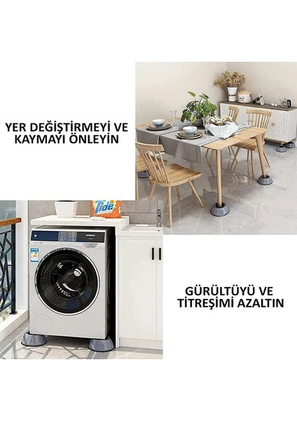 4lü Makine Ayağı Sarsıntı Ses Önleyici Kaydırmaz Vantuzlu-Koltuk Ayağı Siyah Siyah 4'lü Beyaz Eşya A modelleri