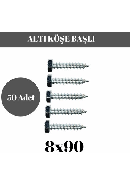 Trifon Vida 8X90 mm Altı Köşe Anahtar Başlı Vida 50'li Paket modelleri