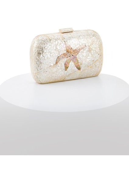 Starfısh LY0142A Sedef El Yapımı Beyaz-Kahverengi Çanta