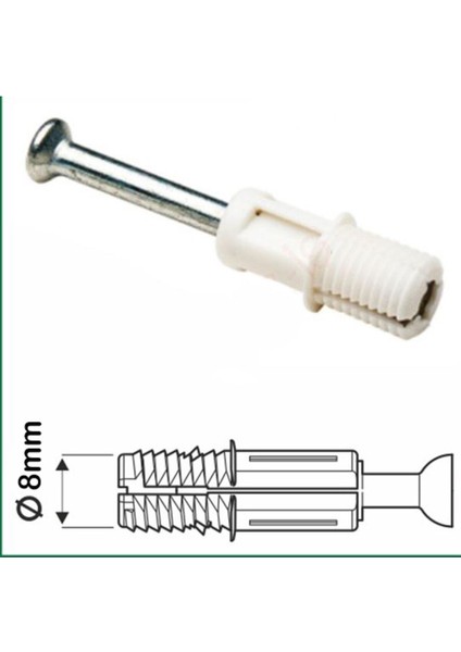 Kendinden Dübelli Minifix Mili Mobilya Dolap Bağlantı Vidası 8mm - 10 Adet Mobilya Bağlantı Elemanla fiyatları