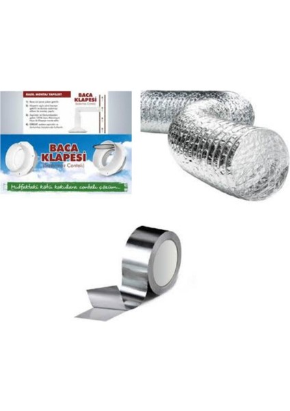 Baca Klapesi Sızdırmaz Contalı + Folyo Bant + Aspiratör Borusu 2 mt