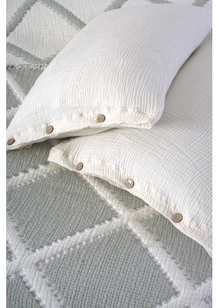 Lüks Multi Muslin %100 Pamuk Çift Kişillik Yatak Örtüsü 230X250 cm Battal Boy 2 Yastıklı
