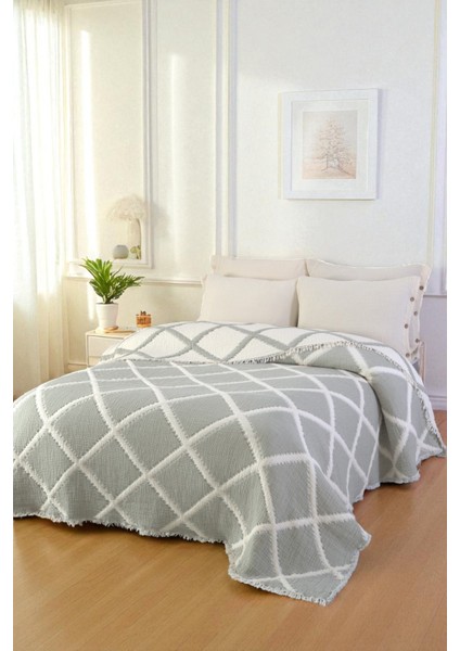 Lüks Multi Muslin %100 Pamuk Çift Kişillik Yatak Örtüsü 230X250 cm Battal Boy 2 Yastıklı modelleri