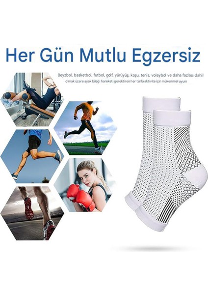 Plantar Fasyait Destekli 10 Çift "20 Adet" Parmaksız Nöropati & Kompresyon Çorabı L/xl Beden "beyaz" fırsatları