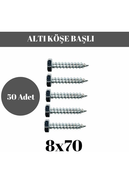 Trifon Vida 8X70 mm Altı Köşe Anahtar Başlı Vida 50'li Paket modelleri