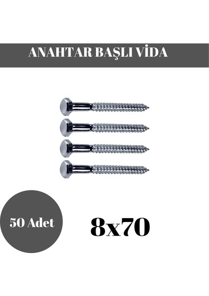 Trifon Vida 8X70 mm Altı Köşe Anahtar Başlı Vida 50'li Paket indirimleri
