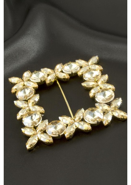 Resveq Çiçek Kare Taşlı Kemer Tokası-Sarı fiyatları