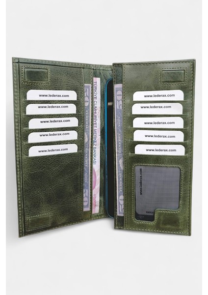 Eskitme Hakiki Deri Mıknatıslı Telefon Bölmeli Portföy Cüzdan