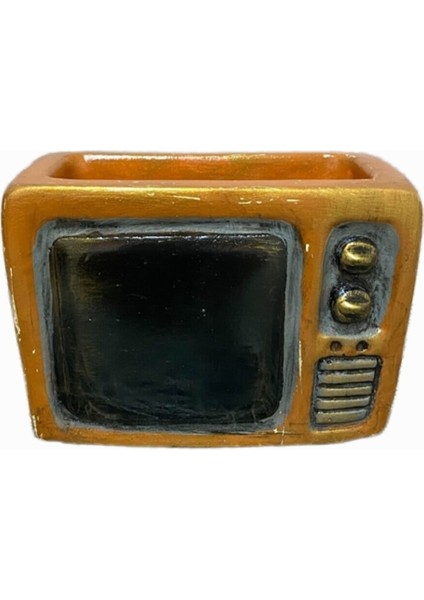 14cm Nostaljik Televizyon Saksı Silikon Kalıp K-1065, Polyester Taş Tozu Alçı Kalıbı