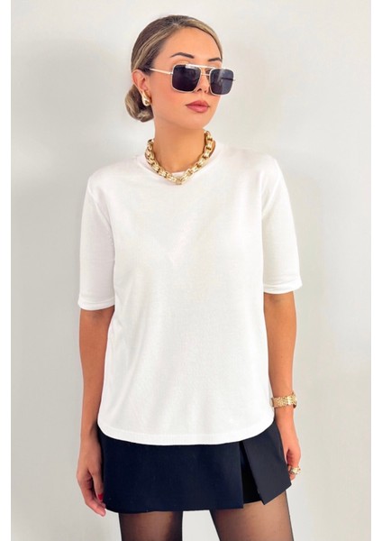 Viscose Doku Next Premium Selection Ekru Yarım Kol Triko Kazak fiyatları