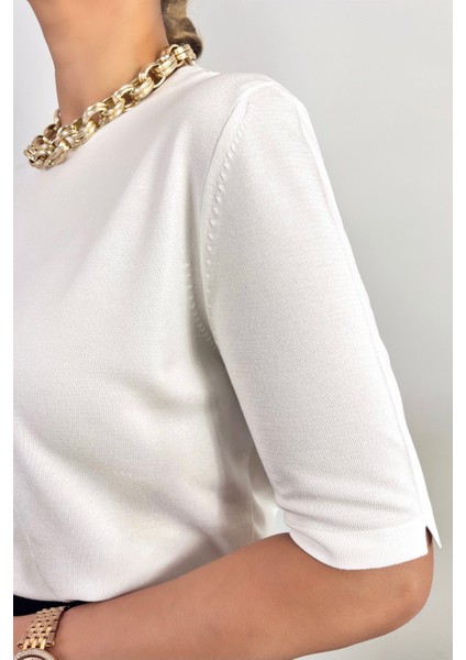 Viscose Doku Next Premium Selection Ekru Yarım Kol Triko Kazak indirimleri